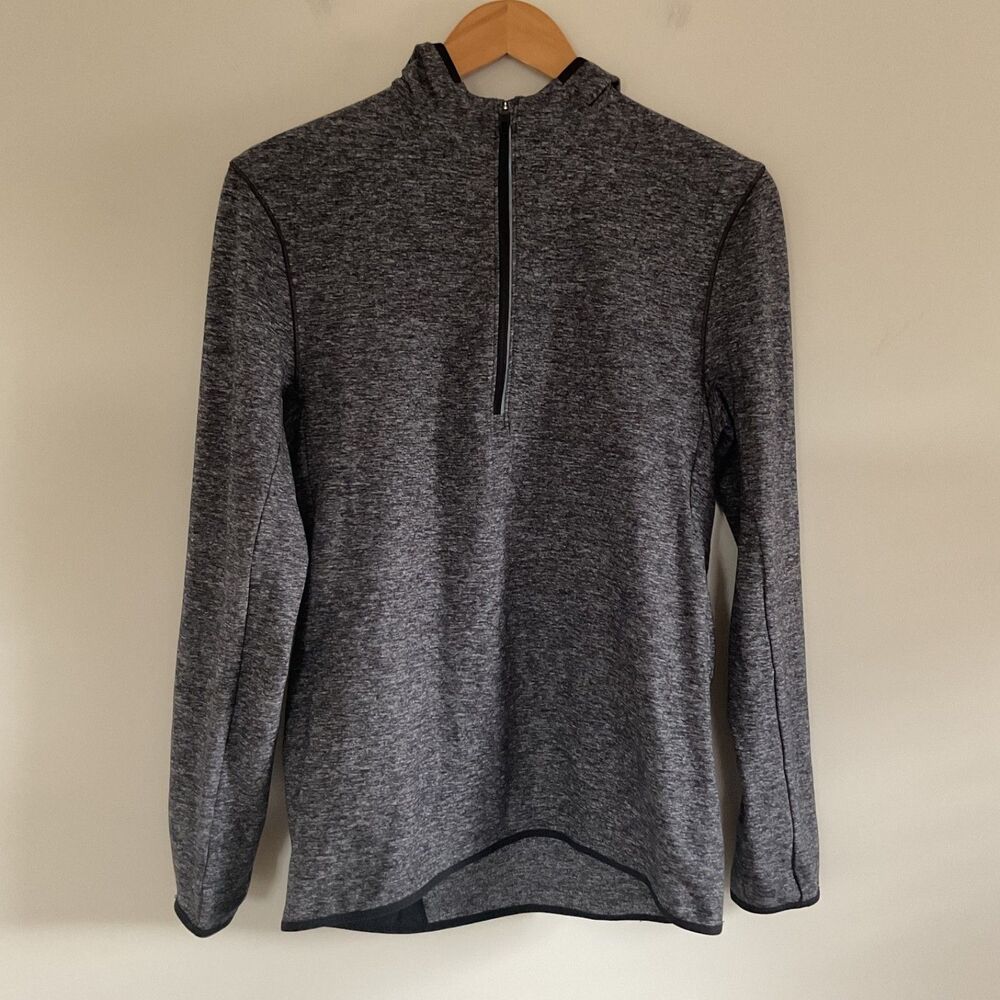 Lululemon Surge Warm 1/2 Zip Hoodie Mens S Heathered Black Athleisure M3AOVS